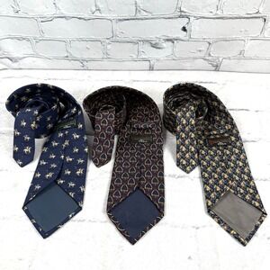 Beaufort Tie Rack Lot Of 3 Silk Tie Equestrian Made In Italy Horse Polo Stirrups